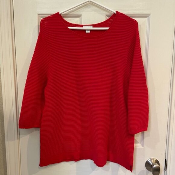 JJill lightweight red knit sweater; size L; great condition - Picture 1 of 3